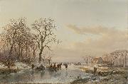 Andreas Schelfhout Een bevroren vaart bij de Maas Spain oil painting artist